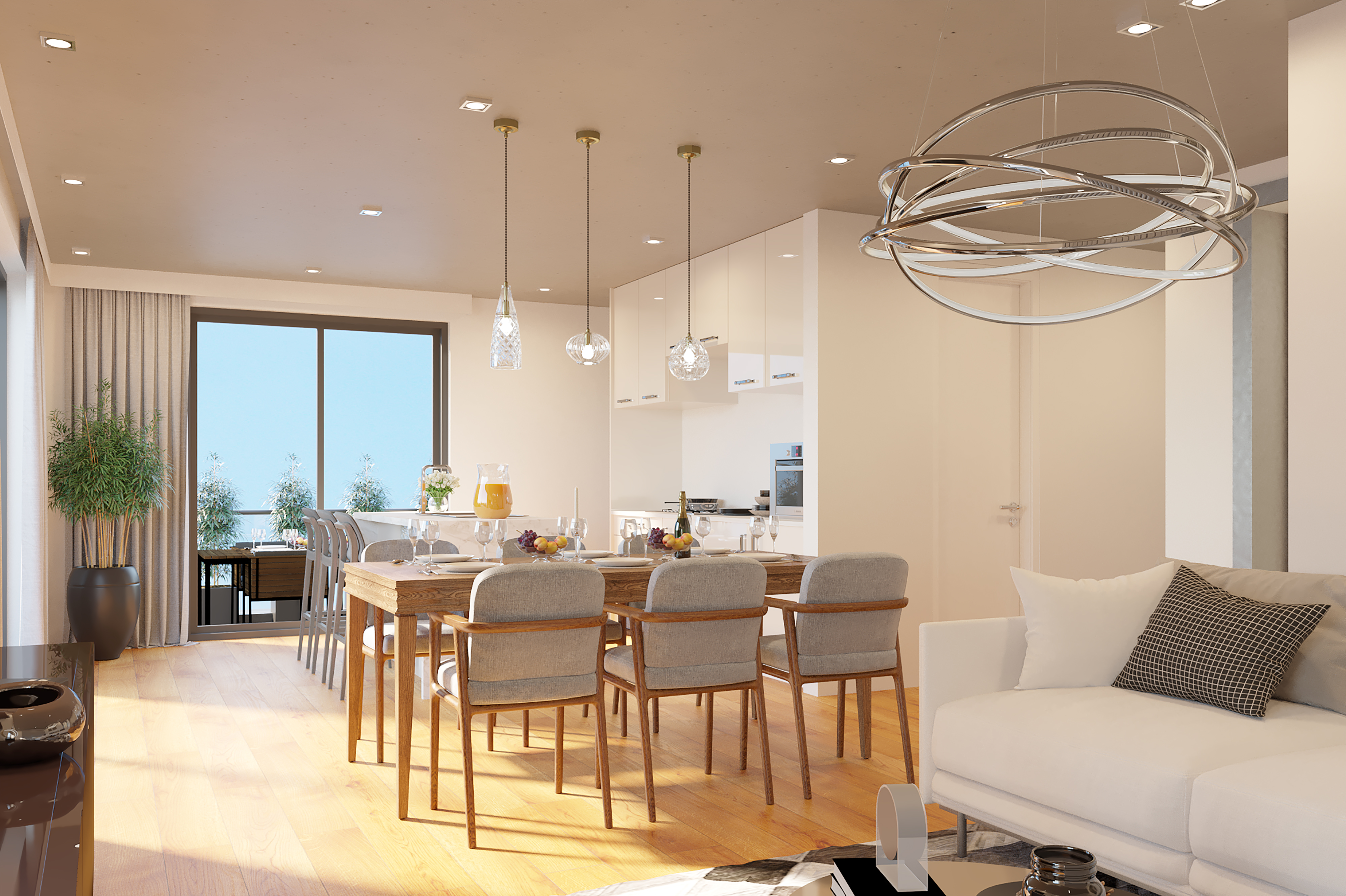 Interieur render appartement A3.1, slaapkamer